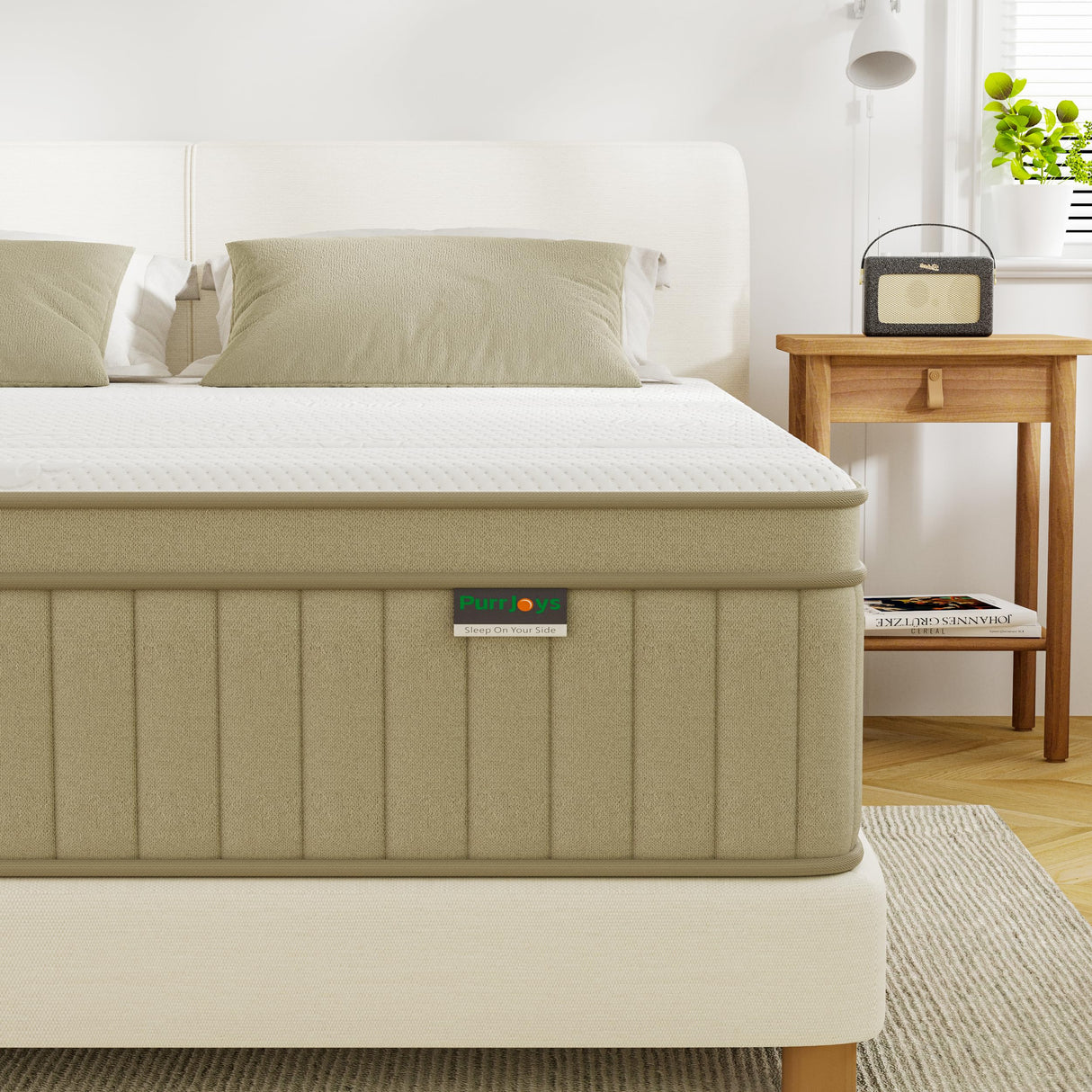 PurrJoys Queen Mattress Firm, 14 Inch Queen Size Mattress in a Box,Hybrid Memory Foam Queen Mattress with Individual Pocket Spring for Motion Isolation & Pressure Relief PurrJoys