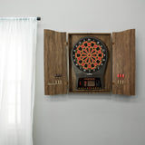 DMI Sports MI Sports Brown CricketPro Dartboard Cabinet | Designed for Arachnid 15.5” CricketPro 900, 800, 750, 650 Electronic Dartboards | Does Not Include Dartboard DMI Sports