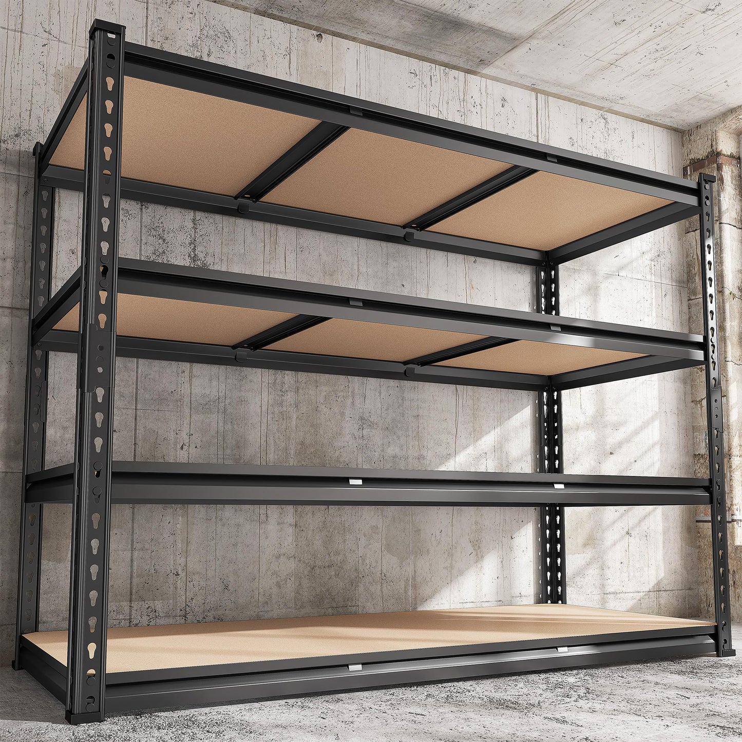 REIBII 48" W Garage Shelving Heavy Duty Storage Shelves 4 Tier Heavy Duty Shelving 2550LBS Adjustable Metal Shelves for Garage Storage Rack Utility Rack Industrial Shelf,47.9" W X60.2 H X 24" D