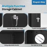 Superday 72" Lockable Steel Storage Cabinet, Locking Metal Storage Cabinets, Tall Black Cabinet with 2 Doors and 4 Adjustable Shelves for Garage, Home Office, Classroom, Pantry, File, Easy Assemble Superday