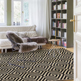 Ridota Reversible Mats, Outdoor Patio Rugs, Plastic Straw Rug, Modern Area Rug, Floor Mat for Outdoors, RV, Patio, Backyard, Deck, Picnic, Beach, Trailer, Camping (Diamond Black & Beige, 5' x 8') Ridota