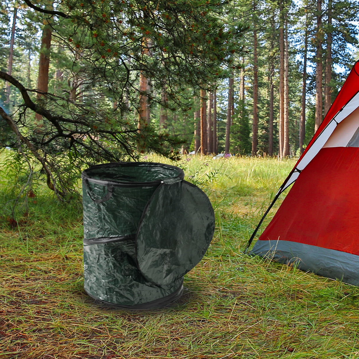 29.5-Gallon Pop Up Outdoor Garbage Can - Collapsible Trash Can for Parties, Yard Waste, or Laundry - Camping Accessories by Wakeman Wakeman