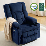 MCombo Dual Motor Large Power Lift Recliner Chair for Elderly, Lay Flat Lift Chair with Heat and Massage, Big Lift Recliner for Tall People, Cup Holders, Fabric 7896 (Large, Navy Blue) MCombo