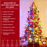 Yaheetech 6ft Pre-Lit Aspen Christmas Tree with 350 Multicolored LED Lights, 1576 PE & PVC Branch Tips, 9 Light Modes Lighted Artifical Noble Fir, Holiday Décor, Foldable Metal Stand Yaheetech