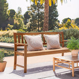 Devoko Outdoor Bench, 2-Person Garden Bench, Patio Wood Bench Outdoor Loveseat with Pull-Out Center Table for Backyard, Balcony and Patio and Garden (Log Color) Devoko