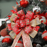 Christmas Tree Topper Bow, 44X12 Inch Artificial Xmas Tree Flower Topper Decor, for Family, Wedding, Birthday Party, Indoor Outdoor Thanksgiving Christmas Decoration - Red/Gold/Snowflake. RoseCraft