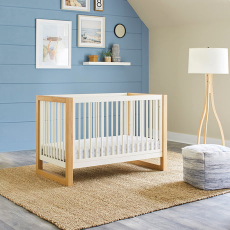 NAMESAKE Nantucket 3-in-1 Convertible Crib with Toddler Bed Conversion Kit in Warm White and Honey, Greenguard Gold Certified (M23301RWHY) NAMESAKE