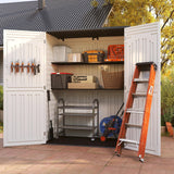 EHHLY Vertical Resin Storage Shed, 60 Cuft Garden Tool Sheds & Outdoor Storage, Plastic Outdoor Storage Cabinet Waterproof, 5.6 x 2.3 ft Backyard Outside Lawn Mower Storage Shed, White EHHLY