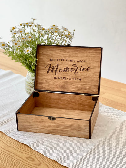 Personalized wooden name box for memories, keepsake - Christmas gift, present for Him, Boyfriend, Boy, Guy, Groomsmen, Friend for Birthday (Oak) - WoodArtSupply