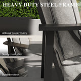 RoyalCraft Patio Loveseat, All-Weather Outdoor 2 Seats Sofa Couch, Black Metal Furniture with Gray Cushions RoyalCraft