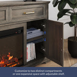 BELLEZE 68 Inch Farmhouse TV Stand with 36" Electric Fireplace with Sound, Entertainment Center with Storage Cabinets & 3 Drawers for TVs up to 75", Media Console for Living Room & Bedroom (Brown) BELLEZE