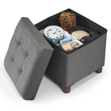 BRIAN & DANY Storage Ottoman Cube, Foot Stool Seat with Wood Legs, Folding Storage Ottoman Bench, Small Ottoman Foot Rest for Living Room and Bedroom 12.6"x12.6"x12.8" - Grey BRIAN & DANY