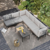 Sundale Outdoor 7 Pieces Metal Patio Furniture Set, Outdoor Sectional Sofa w/6 Inch Olefin Cushion, Modern Outdoor Conversation Sets Sundale Outdoor