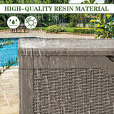 Greesum 100 Gallon Resin Deck Box Lockable Large Outdoor Storage Boxes for Garden Tools, Patio Furniture Cushions, Pool Supplies, Light Coffee Greesum