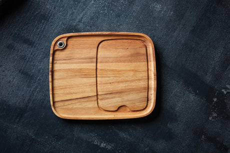 Ironwood Gourmet Fort Worth Steak Plate with Juice Channel, Acacia Wood 13 x 11 x 0.75 -inches, Brown Ironwood Gourmet