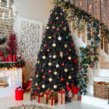 Yaheetech 7.5ft Black Artificial Christmas Pine Tree Seasonal Holiday Carnival Home Party Decoration for Home, Office Indoor Outdoor with 1749 Branch Tips and Foldable Stand Yaheetech