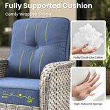 ovios 9 Pieces Patio Furniture Set Outdoor Sectional Sofa Couch with Fire Pit Table Rocking Swivel Chairs Deep Seat Chaise, Modern Modular Wicker Rattan Conversation Set, Denim Blue ovios