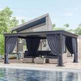 12'x14' Gazebo Curtains Outdoor Waterproof with Hanging Rings, 4-Panel Double Zipper Sidewalls Universal Replacement Privacy Curtain, Outdoor Gazebo Curtains for Patio, Backyard(Curtains Only) Snubbull