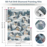 MEIYUDA Winter Snow Scene Diamond Art Kits for Adults, 5D Abstract House Diamond Art Painting for Beginners, DIY Winter House Diamond Painting Full Drill Crystal Craft Kits for Home Wall Decor 12x16in MEIYUDA