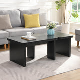 FIVEGIVEN Black Modern Coffee Table - Modular L Shaped Convertible to Square/Rectangle, 47.2 Inch Wooden Coffee Table with Rounded Corners & Adjustable Feet FIVEGIVEN