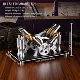 4-Cylinder Hot Air Stirling Engine Model Kit with Generator,Ready-to-Start Full Metal Kit,Stainless Steel Heating Tube & Copper Head,Precision CNC Parts,for Physics Demo & Engineering Collection KAIJIENOO