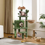 Yaheetech Cactus Cat Tree, 53.5in Cat Tower for Indoor Cats with Sisal Covered Scratching Post, Condo, Plush Perches and Fluffy Balls, Multi-Level Cat Climbing Tree Play House Activity Center, Green Yaheetech