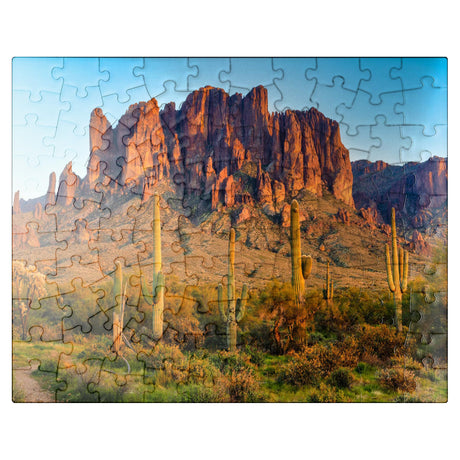 MyPuzzle The Superstition Mountains and Sonoran Desert Landscape at Sunset in Lost Dutchman State Park, Arizona - Premium 100 Piece Jigsaw Puzzle for Adults MyPuzzle.com