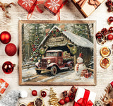 Christmas Diamond Painting Kits for Adults Beginners,DIY Winter Red Truck Diamond Art,5D Full Round Drill Diamond Dot Gem Art Kits, Home Wall Decor 16x12 Inch AREOPNMG