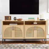 Best Choice Products Rattan Sideboard Buffet Cabinet, Entryway Table, Accent Storage Cabinet, Console Table for Hallway, Living Room, Dining Room - Brown Best Choice Products