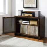 Crosley Furniture Kenji Media Console, Record Player Stand with Vinyl Storage, Modern Home Organizer, Dark Brown Crosley Furniture