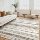 Tortania Area Rug Living Room Rugs - 5x7 Washable Large Soft Neutral Boho Moroccan Bohemian Farmhouse Rug Indoor Floor Carpet for Bedroom Under Dining Table Home Office Decor - Cream Brown Tortania