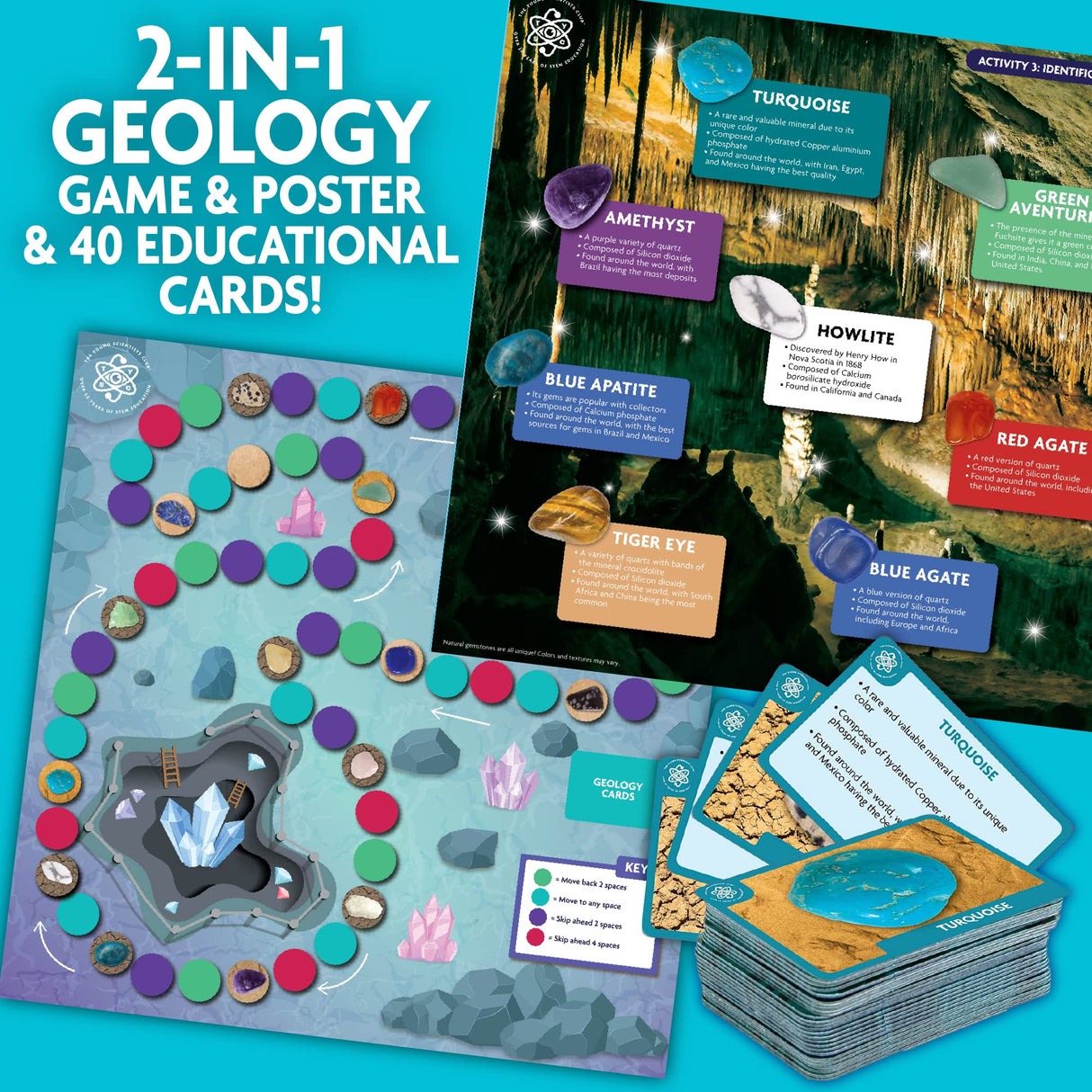 The Young Scientists Club Gemstone Treasures, Tumble & Polish Your Own Gemstones, DIY Rock Tumbler, Collect & Identify Gems, Great STEM Kit for Kids Ages 6, 7, 8, 9, Multi The Young Scientists Club