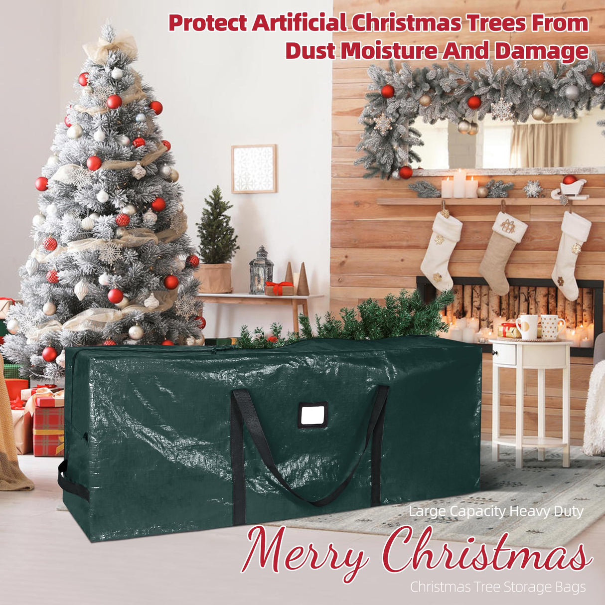 Large Christmas Tree Storage Bags Heavy Duty Tree Bags Holiday Storage Bags Protects From Moisture Or Dust,Alternative To Xmas Tree Storage Box (Green, 7.5 Ft) lucdnc