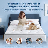 Bedsure Mattress Topper Queen - Pillow Top Queen Mattress Protector with 8-21 Inches Deep Pocket, 800 GSM Extra Thick Waterproof Bed Pad Fitted, Soft Cover Bed for Home, Bedroom, Hotel - White Bedsure