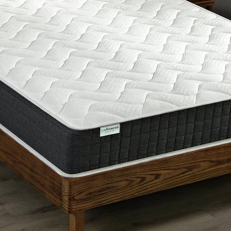 Hybrid Queen Mattress 10 Inch – Pressure Relief Made in USA Queen Bed Mattress in a Box with Pocketed Coils, Reinforced Edge Support, Medium Feel, CertiPUR-US Certified, Bed in a Box, CE-10-Q Life Balance