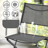 Yaheetech Patio Portable Dining Chairs Set of 4 with Metal Frame, Outdoor Metal Folding Chairs with Backrests for Camping, Lawn, Yard, Beach, Dark Gray Yaheetech