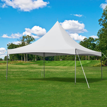 EROMMY 20x20ft Party Tent, Outdoor Wedding Tent, Heavy Duty Peaked Frame Canopy with Fire Retardant PVC Top, 80 Person Capacity Large Canopy Carport, Gazebo Shelter Tent for Event Commercials - WoodArtSupply