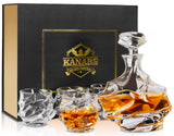 KANARS Crystal Whiskey Decanter Set, 27 Oz Emperor Decanter with Old Fashioned Glasses for Liquor Bourbon Scotch Tequila Snifter, Unique Christmas Gifts for Men Dad Grandpa Brother Adult KANARS