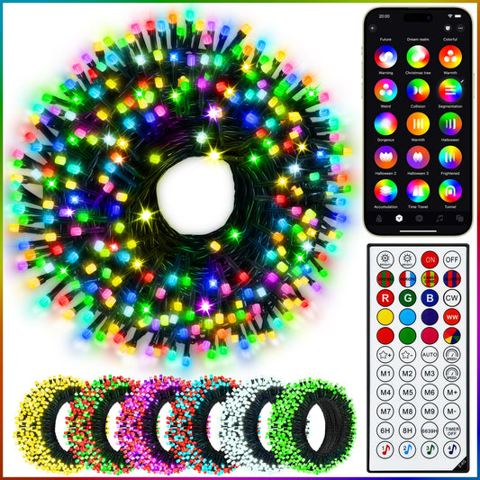 50+ Preset Scenes Smart Christmas Lights - 164 Ft 500 LED Color Changing Christmas Tree Lights Indoor Outdoor String Lights with Remote for All Season Holiday Decoration, Musical and APP Control