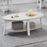 Roundhill Furniture Anze Contemporary Oval Wood Shelf Coffee Table in White Finish Roundhill Furniture