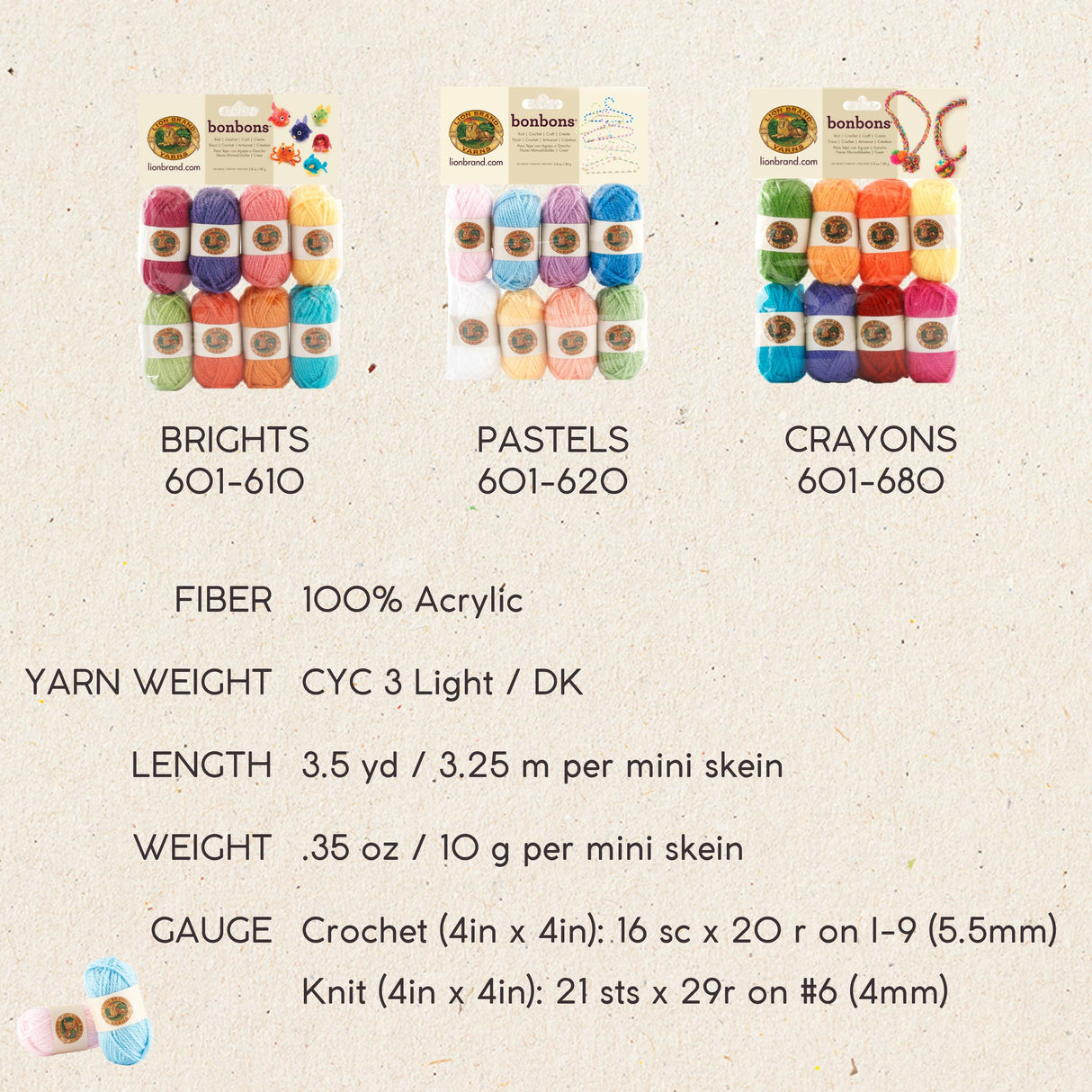 Lion Brand Yarn BonBons Yarn Pack Brights Lion Brand Yarn