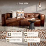 POLY & BARK Capa 92" Sofa – Chocolate Brown Full-Grain Pure-Aniline Italian Leather, Boxy Modern Design, Feather-Fiber Cushions, Solid Wood Frame POLY & BARK