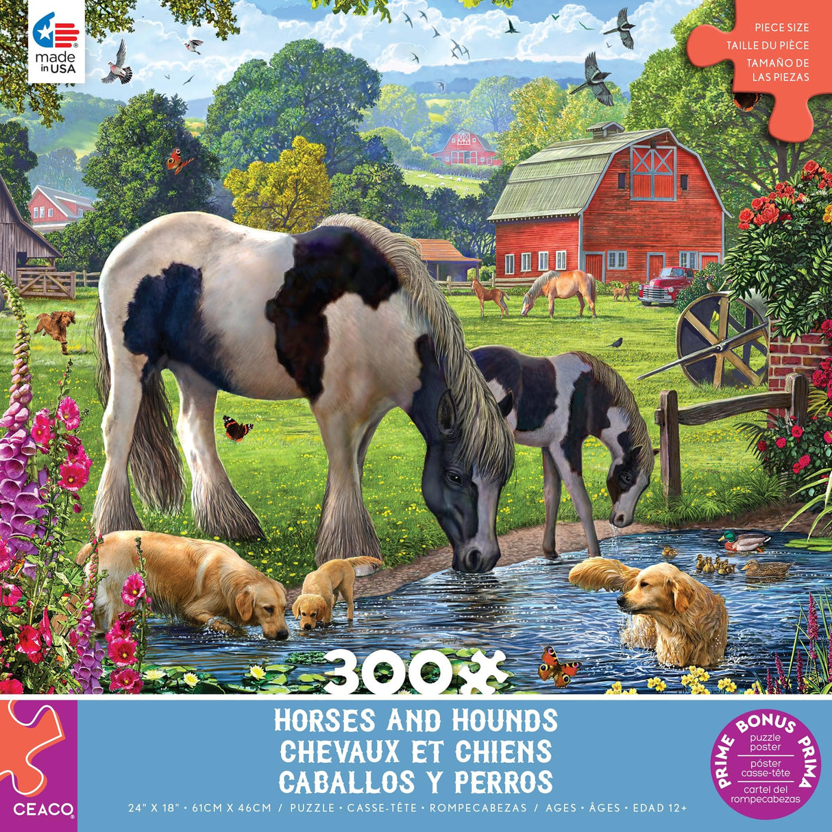Ceaco - Horses and Hounds - 300 Oversized Piece Jigsaw Puzzle Ceaco