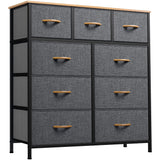 YITAHOME Dresser for Bedroom with 9 Drawers, Fabric Storage Dresser, Closet Dresser & Chest of Drawers for Living Room, Closets - Sturdy Steel Frame, Wooden Top & Easy Pull Fabric Bins(Dark Grey) YITAHOME