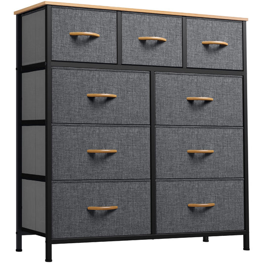 YITAHOME Dresser for Bedroom with 9 Drawers, Fabric Storage Dresser, Closet Dresser & Chest of Drawers for Living Room, Closets - Sturdy Steel Frame, Wooden Top & Easy Pull Fabric Bins(Dark G - WoodArtSupply