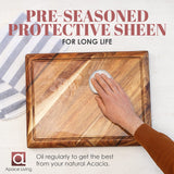 Contour Wood Cutting Board - Large Acacia Butcher Block Chopping Board for Kitchen w/Stand, Sustainable Wood, Juice Groove - Doubles as 4 Compartment Apace Living