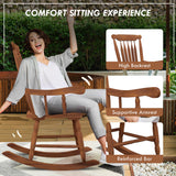 Outsunny Outdoor Wood Rocking Chair, 350 lbs. Porch Rocker with High Back for Garden, Patio, Balcony, Teak Outsunny
