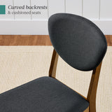 Best Choice Products Dining Chairs Set of 2, Mid-Century Modern Upholstered Wood, Armless w/Seat Cushion, Padded Backrest - Walnut/Charcoal Best Choice Products