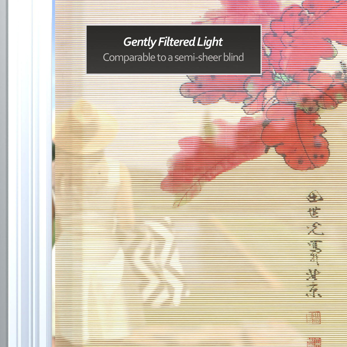 Red Lantern Bamboo Window Shade Blind - Roosting Bird 72" Wide Red Lantern