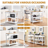 Yaheetech Kitchen Island Cart on Wheels with Bamboo Tabletop, 3-Tier Rolling Kitchen Island Microwave Cart with Drawer, Detachable Towel, 3 Hooks, 17″D × 37.5″W, White Yaheetech